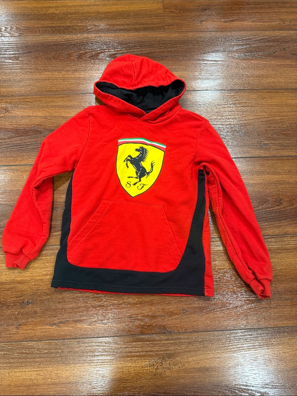 Ferrari Red & Black Kids' Hooded Sweatshirt with Yellow Shield Logo